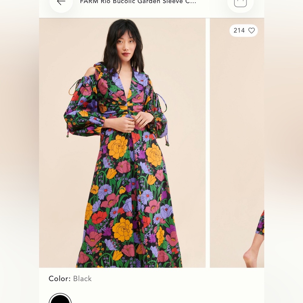 FARM Rio Black Floral Long Sleeve Dress